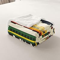 Vista 7 de Retro Train Throw Blanket,Colorful Cars Fleece Blanket for Bedroom Decor,Vintage Train Tracks Super Soft Blankets for Sofa Couch for All Brown