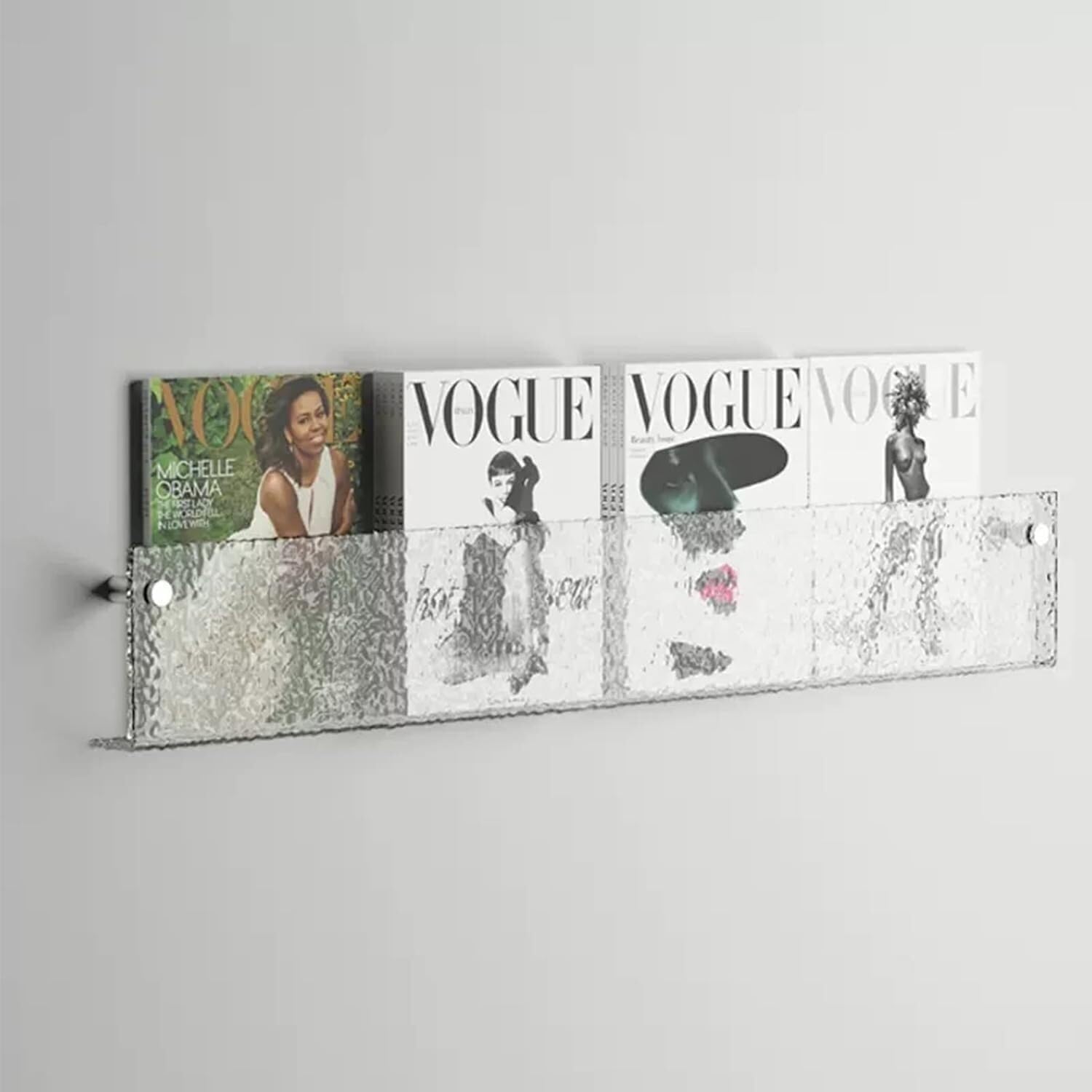 アクリル製壁掛けパンフレット・雑誌ラック、透明吊り下げ式本棚ディスプレイラック、装飾、文学オーガナイザー(100cm(39 3/8イ