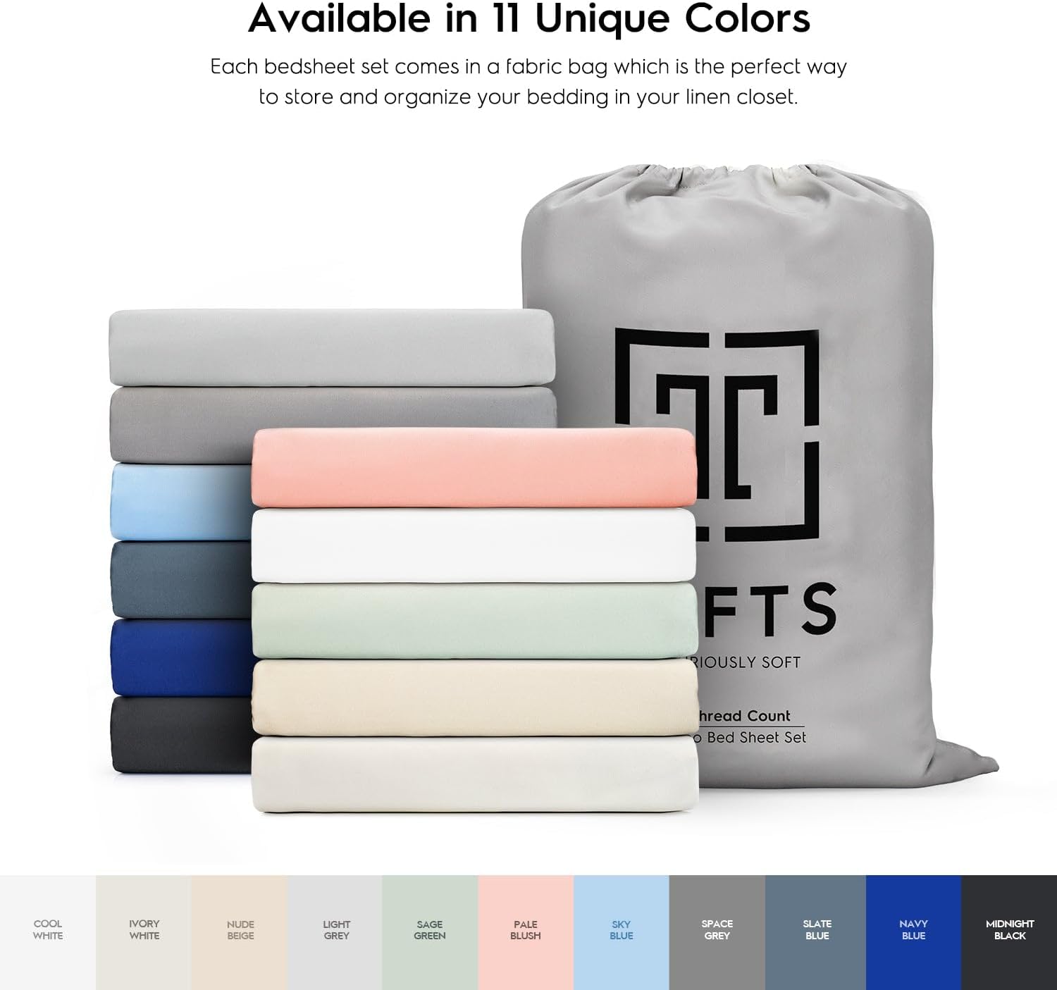 Tafts King Sheets Set, Pure 100% Viscose derived from Bamboo Bed Sheets Set, Luxuriously Soft, Silky, Cooling Sheets, Double Stitched, Lifetime Quality Promise (Gray/Grey) - Image 8