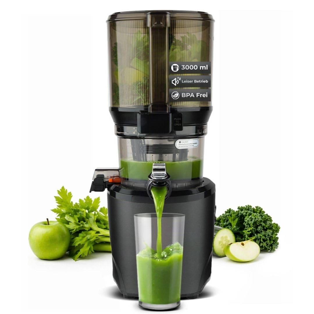 Kuvings AUTO10S Entsafter – Pflegeleichter Slow Juicer mit 3L Fassungsvermögen und 200W Motor ideal für Obst, Gemüse und Smoothies. (Matt Black) KHS-2571