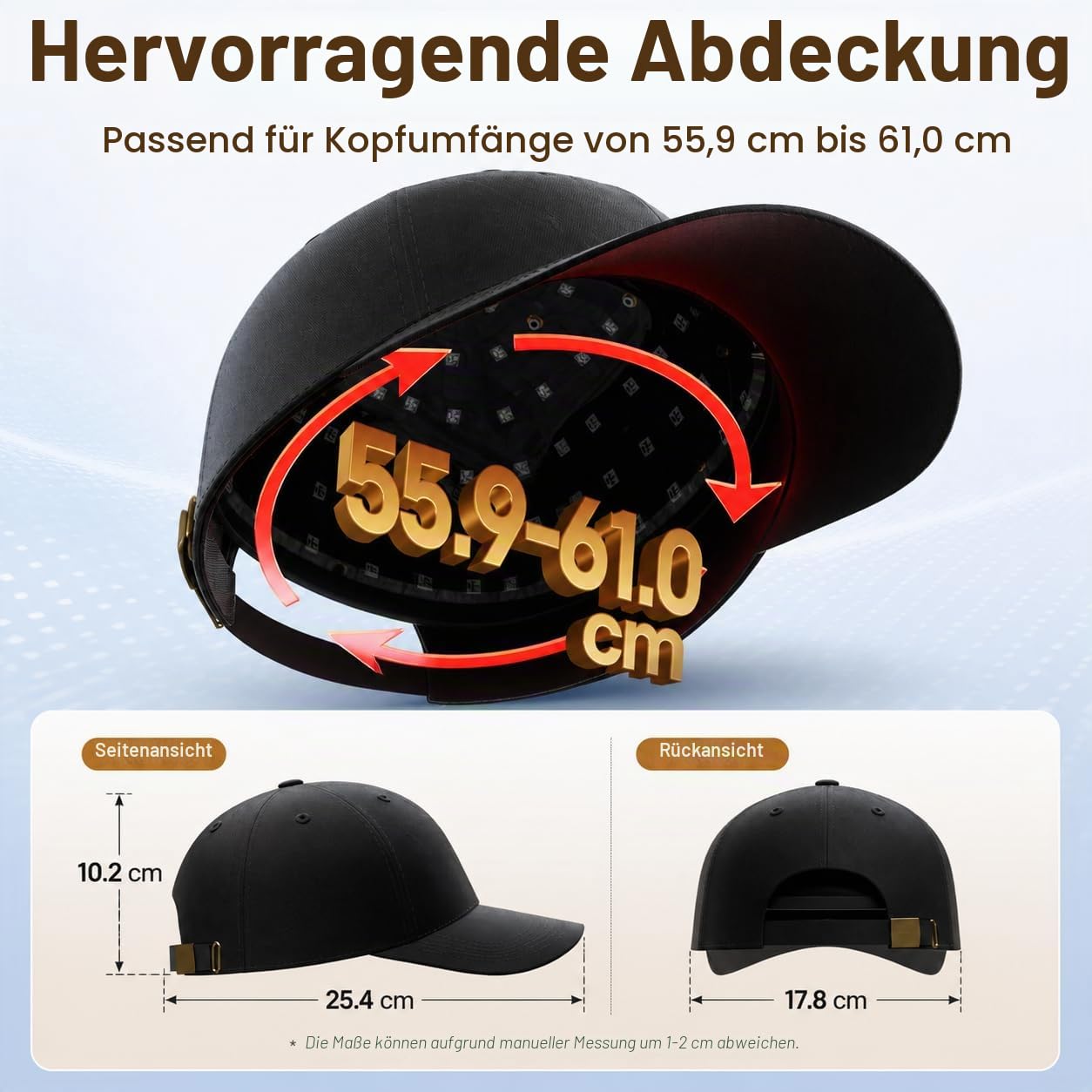 Rotlicht Haarwachstumskappe, Rotlichtlampe Haare Anti-Haarausfall, 660nm+850nm Rotlicht Haare, Abnehmbarem Rotlicht Panel, für Männer/Frauen