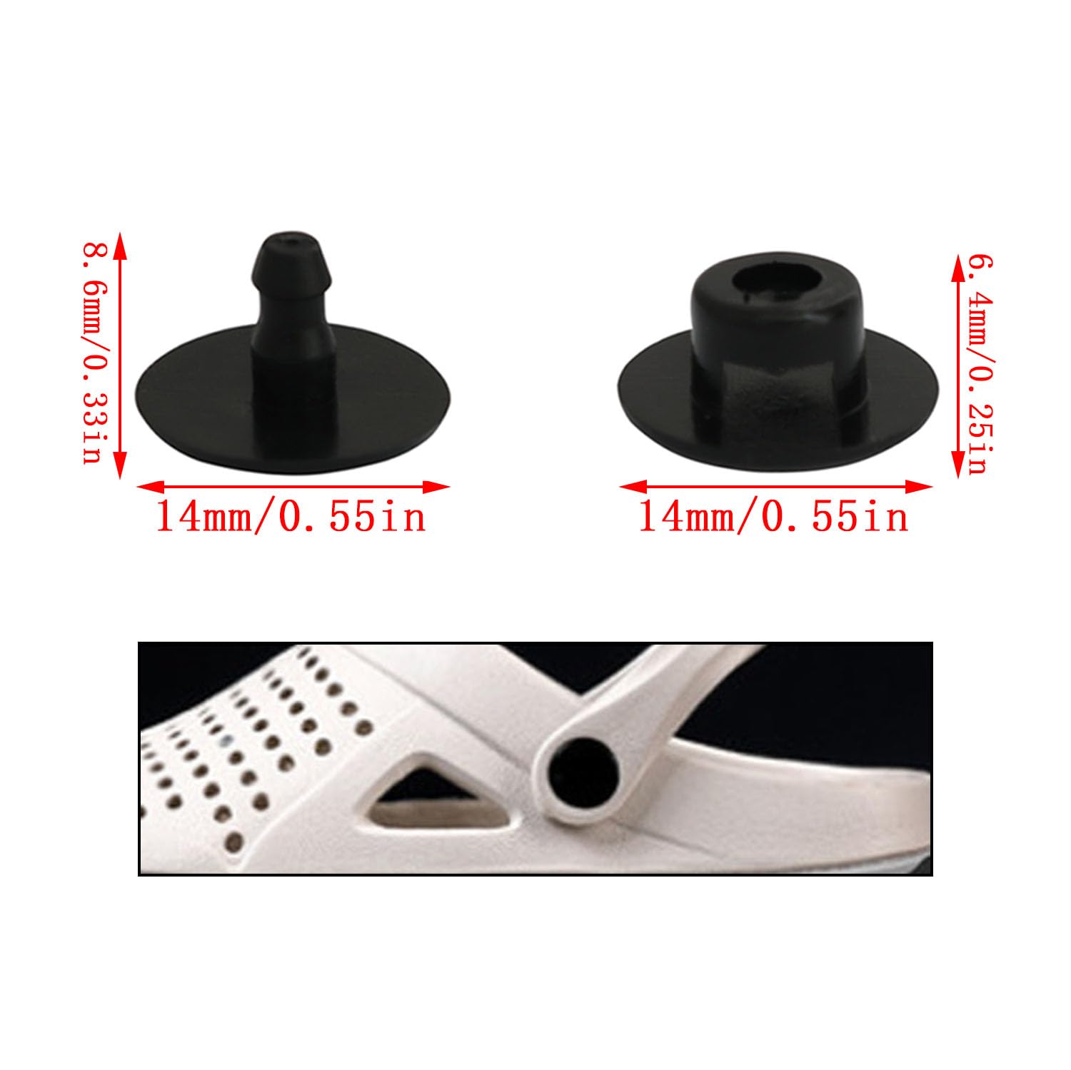 Croc Replacement Rivets yyangz 12 Sets Black Croc Replacement Rivets Button Strap for Clog Shoe Strap 16mm Size Rivets Repair, Clog Garden Shoe Repair Rivet