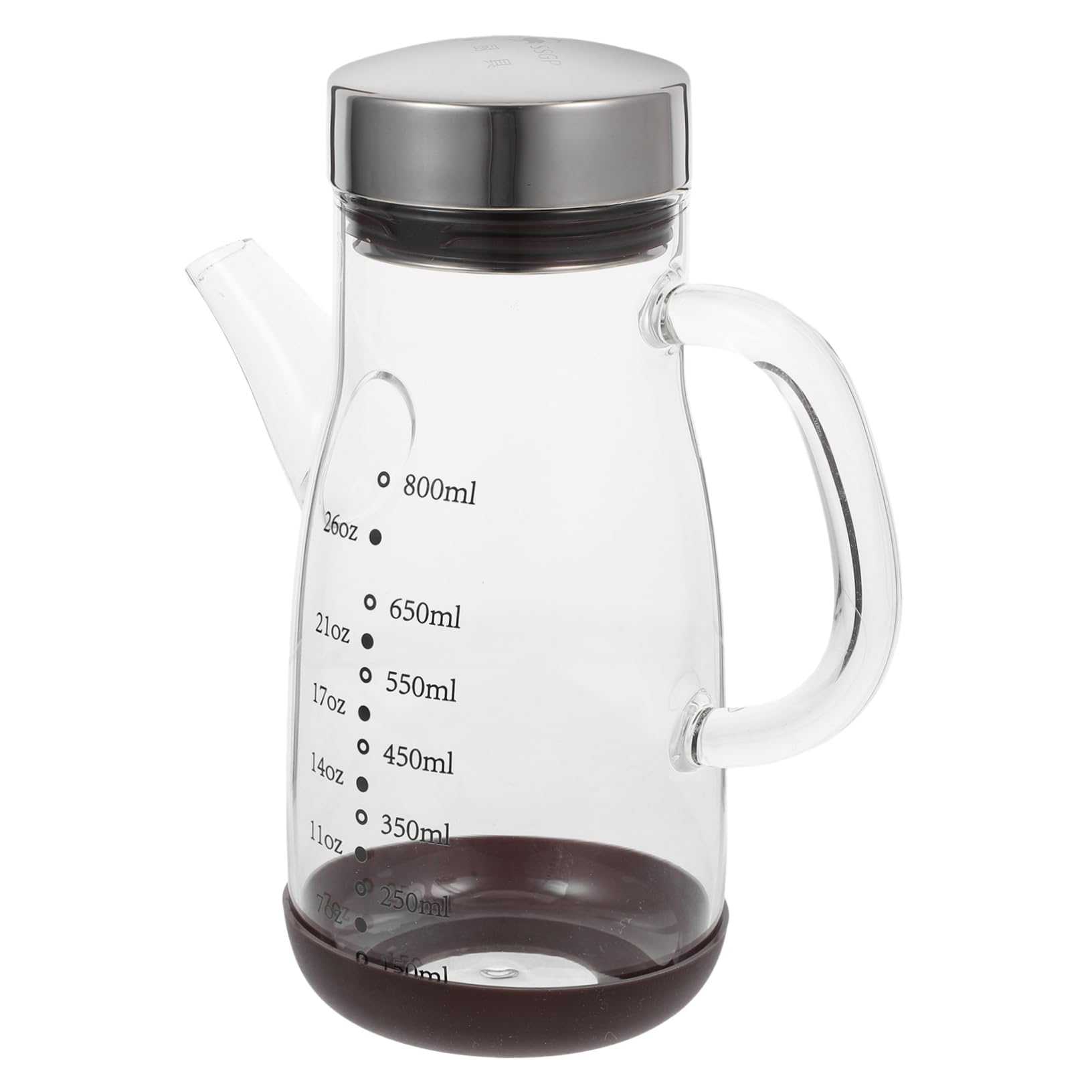 Oliera in Vetro Grande Capacità Acciaio Inox e Silicone | Contenitore per Olio da Cucina, Recipiente Salvagoccia, Bottiglia Pratica per Uso Quotidiano