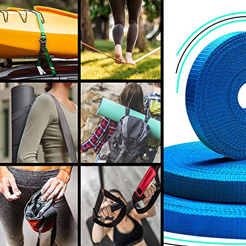 Image of TECEUM 3 /4 inch & 5 /8 inch & 1 inch & 1.5 inch & 2 inch Webbing - 10 25 50 Yards - 40+ Colors - Heavy Duty 1 Inch 1.5 Inch 2 Inch Backpack Straps - Webbing for Outdoors Indoors Crafting DIY