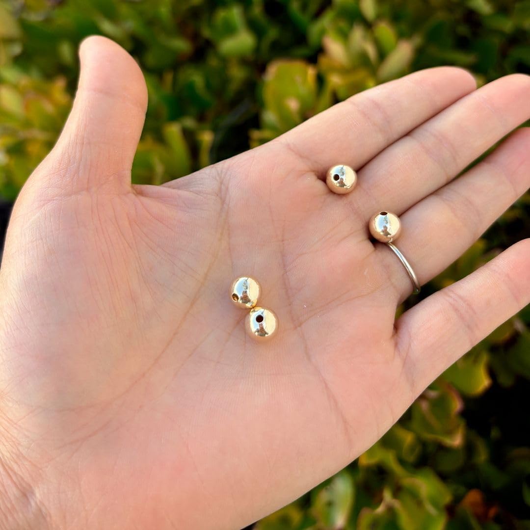 10pcs Adabele Real 1/20 14K Gold Filled Seamless 8mm (0.3 Inch) Round Loose Beads Spacer Non Tarnish for DIY Craft Jewelry Making JK2-A8