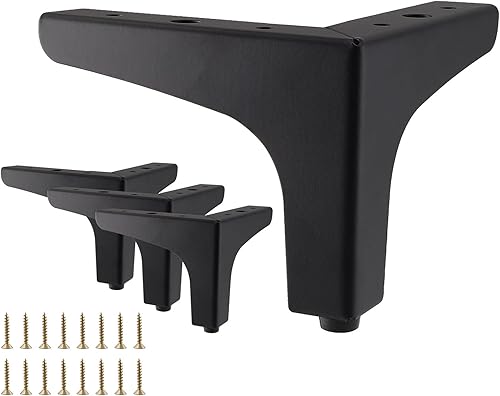 Miniatura 1 de Augiimor 4 patas de muebles de 4 pulgadas  3.9in, patas de sofá de metal, patas triangulares negras, repuesto para muebles de mesa, armario, sofá,