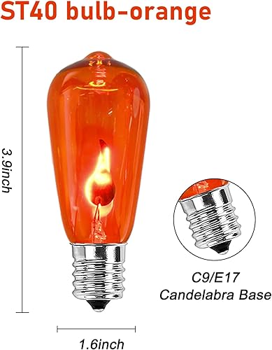 Miniatura 9 de Paquete de 10 bombillas Edison ST40 de repuesto de bombilla de vidrio transparente, bombillas de base de tornillo E17 de 7 W para tira de luces al