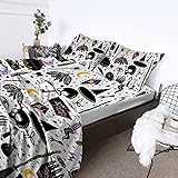 BlessLiving Witchcraft Pattern Sheet Set, Queen Size, 4 Piece Set, Halloween Witch Items Bedding with Deep Pocket, Wrinkle, Fade Resistant and Machine Washable