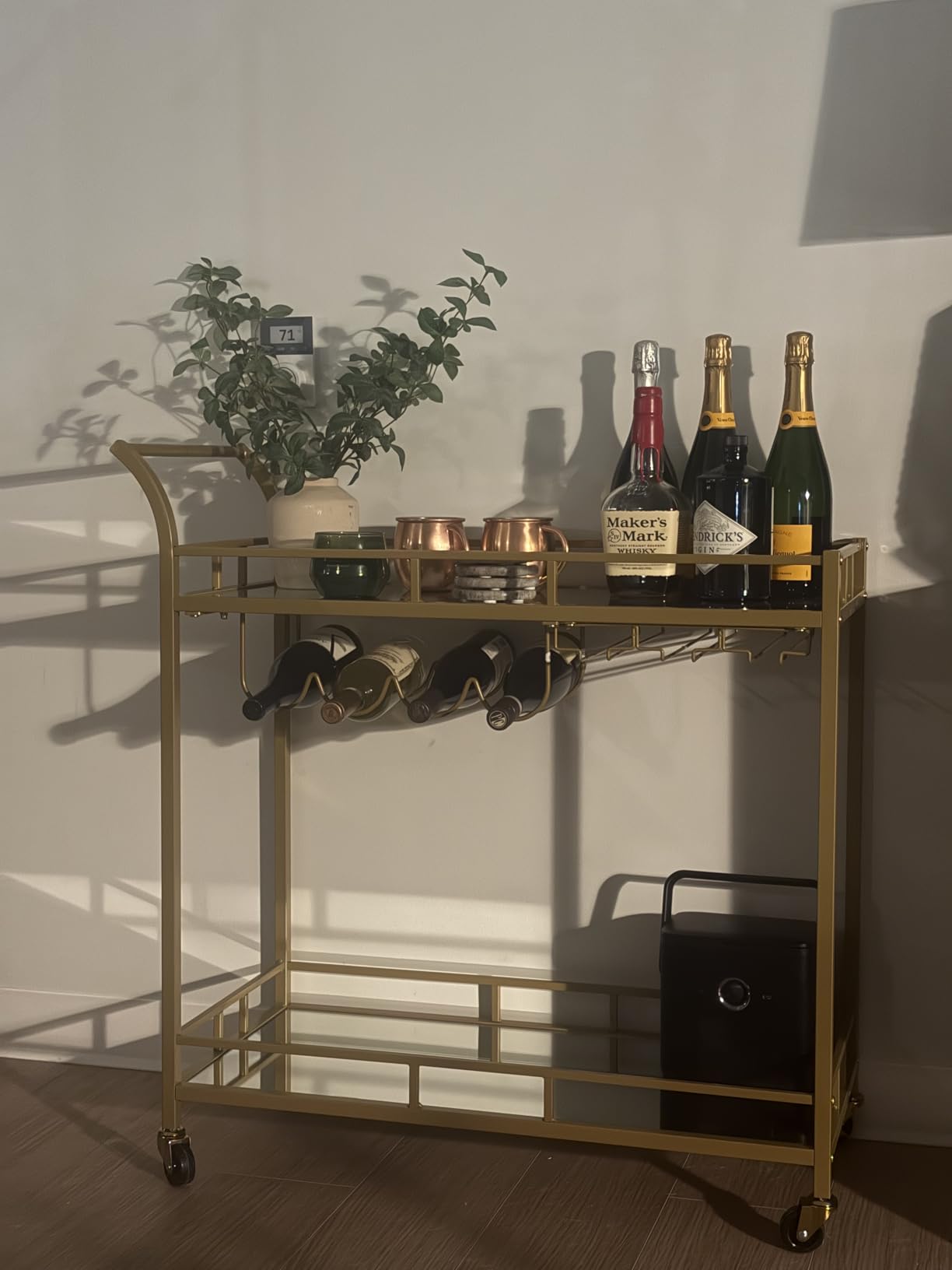 VASAGLE 26-inch Bar Cart with curved handle