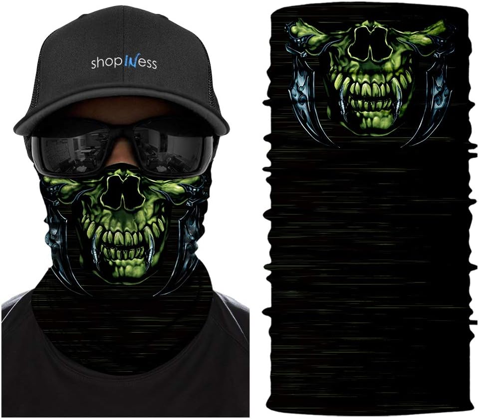 Bandana Multiuso ShopINess - Scaldacollo Per Moto, Bici, Sport - Teschio Stampato, Unisex