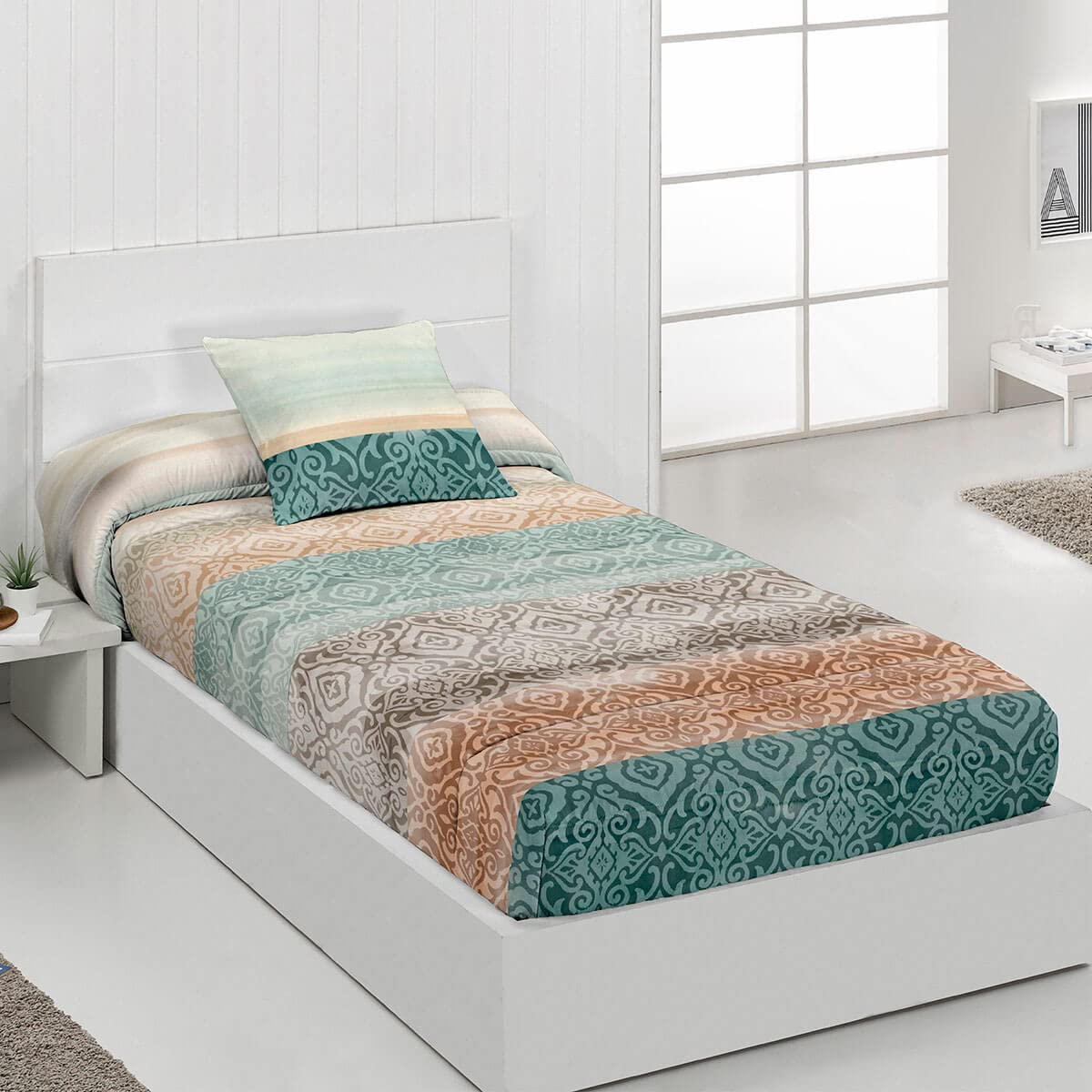 Lanovenanube Edredón Ajustable BAKAR - Cama 90 cm - Color Verde