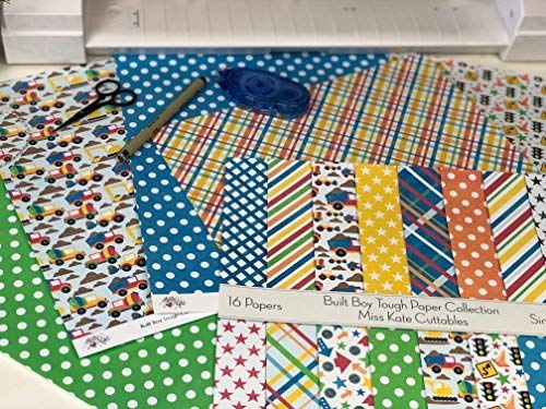Pattern Paper Pack - Built Boy Tough - Scrapbook Premium Specialty Paper Single-Sided 12"X12" Collection Includes 16 Sheets - By Miss Kate Cuttables #TOP1