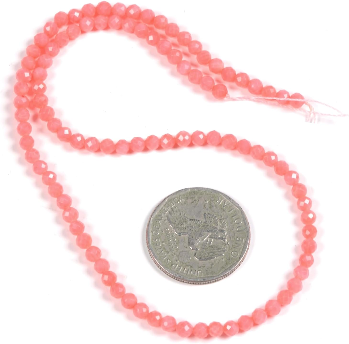 Dyed Pink Coral 4mm Faceted Round Beads Loose Beads 18 Inch for Jewelry Making Beads - Image 2