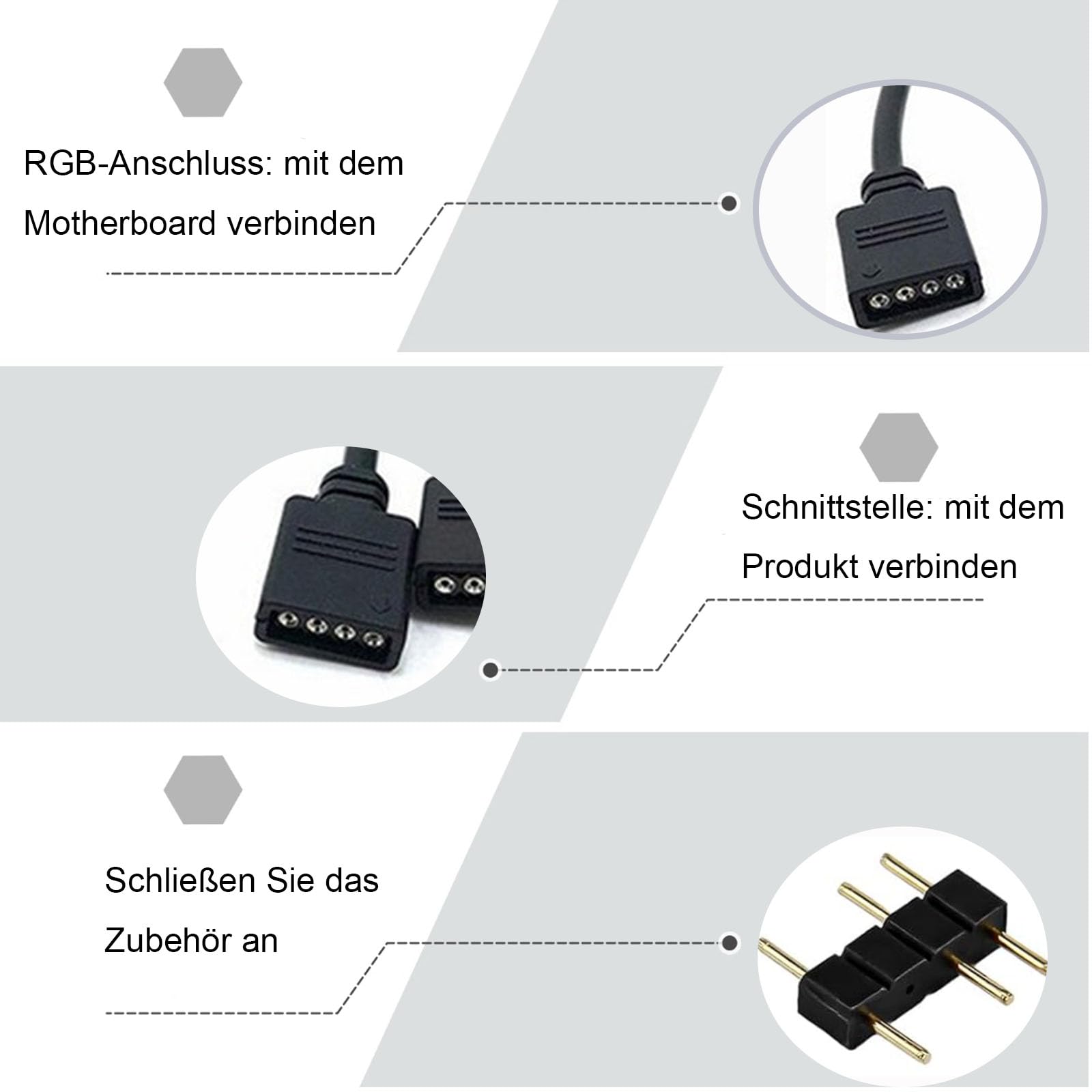 ARGB - Cable divisor de 12 V 4 pines RGB direccionable, 1 a 4, para ventiladores de carcasa, cable divisor y enfriador de CPU (negro)