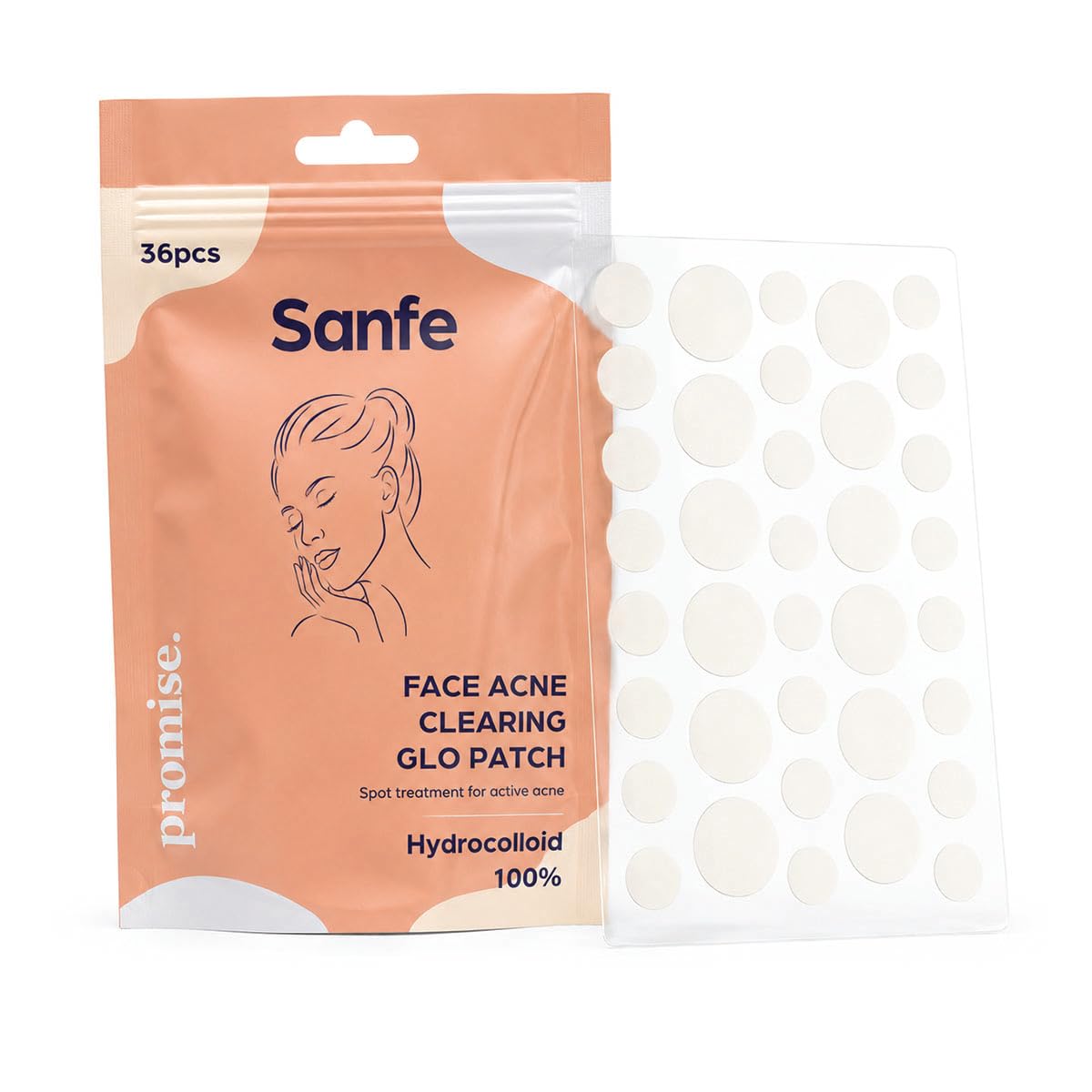 Sanfe Promise Face Acne Pimple Patch - Pack of 36 | Pimple Healing & Spot Clearing Patch | Absorbing Cover |Invisible, Blemish Spot, Hydrocolloid, Skin Treatment-image-28