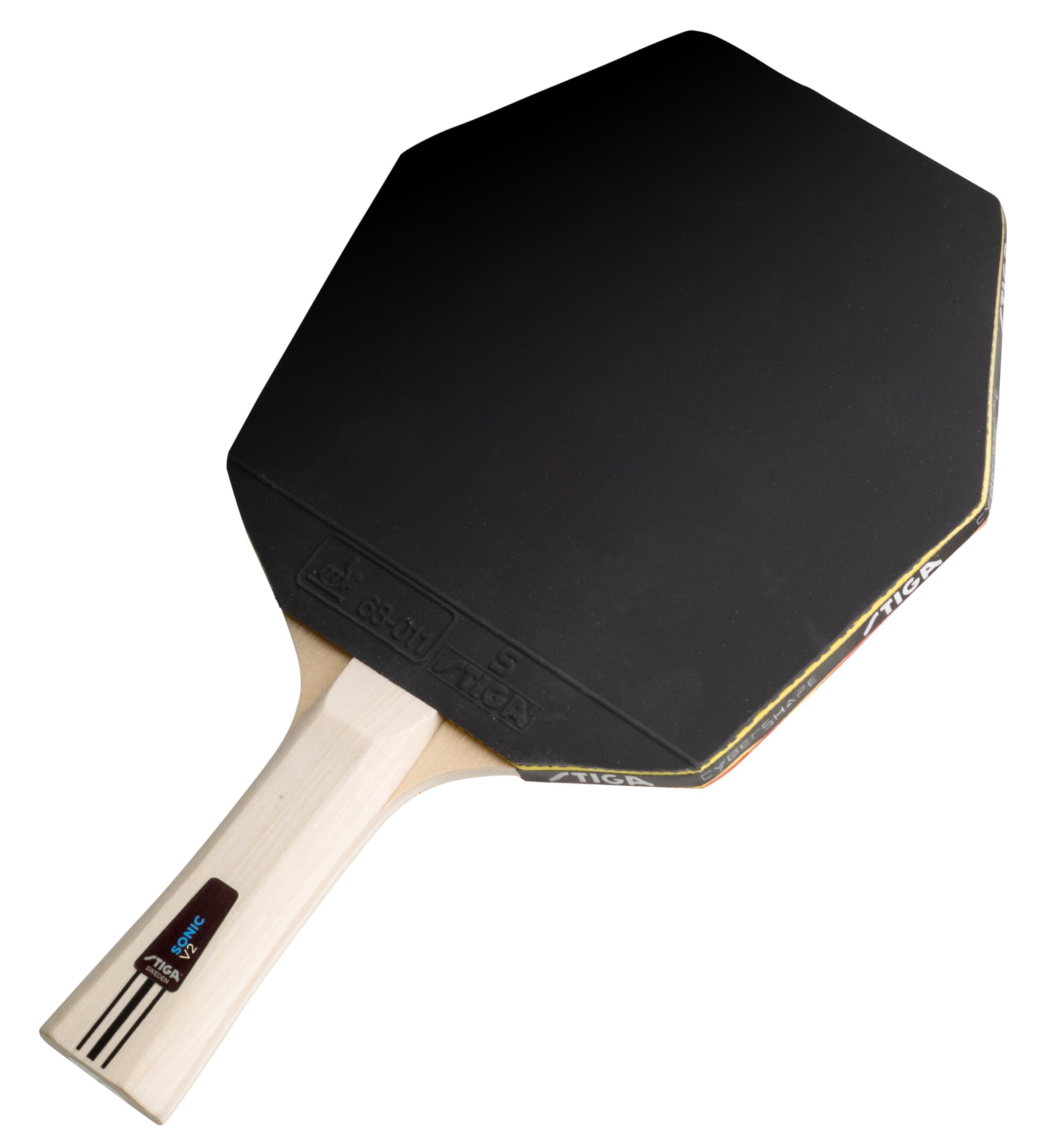 STIGA Sonic V2 Set de Tenis de Mesa Dos Raquetas Cybershape y Tres Pelotas, Goma aprobada por la ITTF, Principiantes, Familias y Jugadores Ocasionales