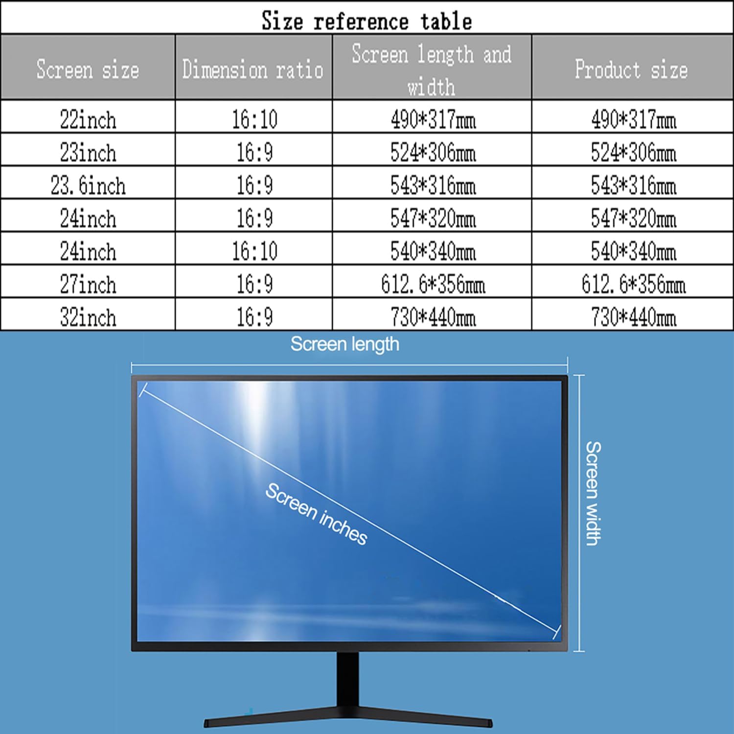 22-32 inch Computer Blue Light Blocking Screen Protector for Aspect Ratio 16:10 16:9 HDTV LED Screen Computer Monitor Computer Monitor Protector,22in 16:10