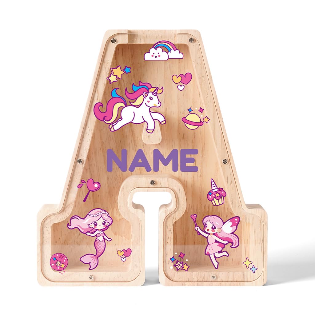 Personalized Letter Piggy Bank for Kids, Custom Name Alphabet Coin Bank A–Z, Durable Money Saving Box for Boys and Girls, Birthday Gift for Children (A)
