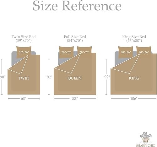 Miniatura 6 de Shabby Chic - Juego de edredón King de 3 piezas, ropa de cama de algodón suave con fundas a juego, decoración romántica con volantes para el hogar