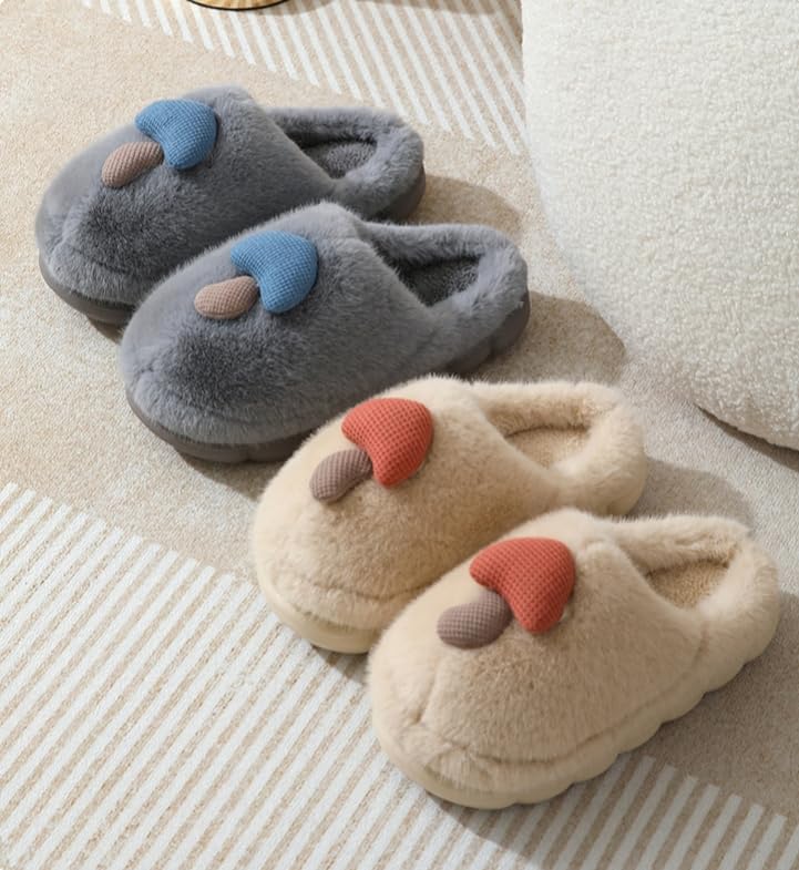 Women's slippers Cute mushroom slippers Lightweight plush slippers Warm winter home slippers Cotton indoor and outdoor shoes4