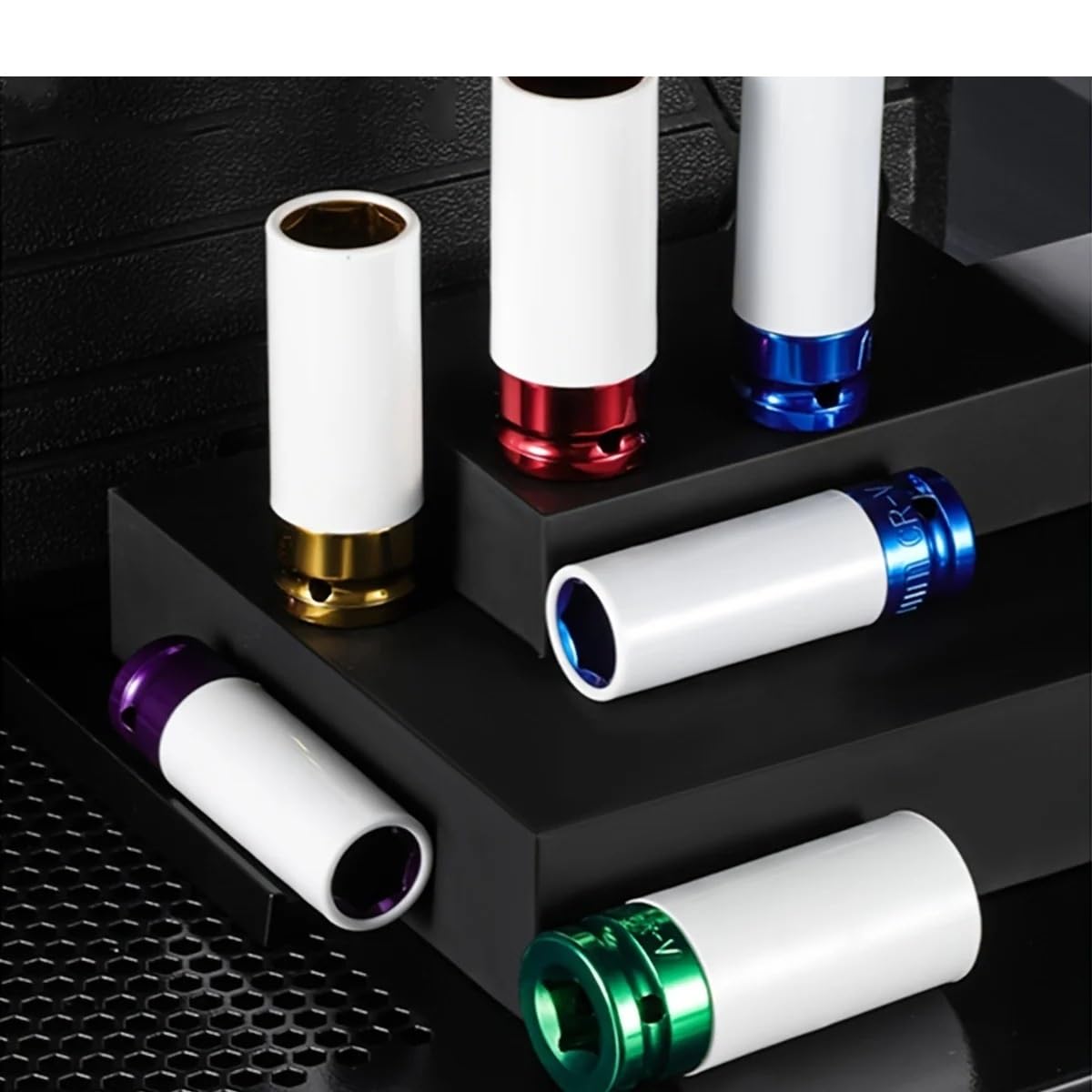 7 szt. 1/2" Osłona koła napędowego Nasadka udarowa, cienka ścianka Głęboko osadzona Wytrzymała plastikowa Zestaw przedłużek(5pcs)