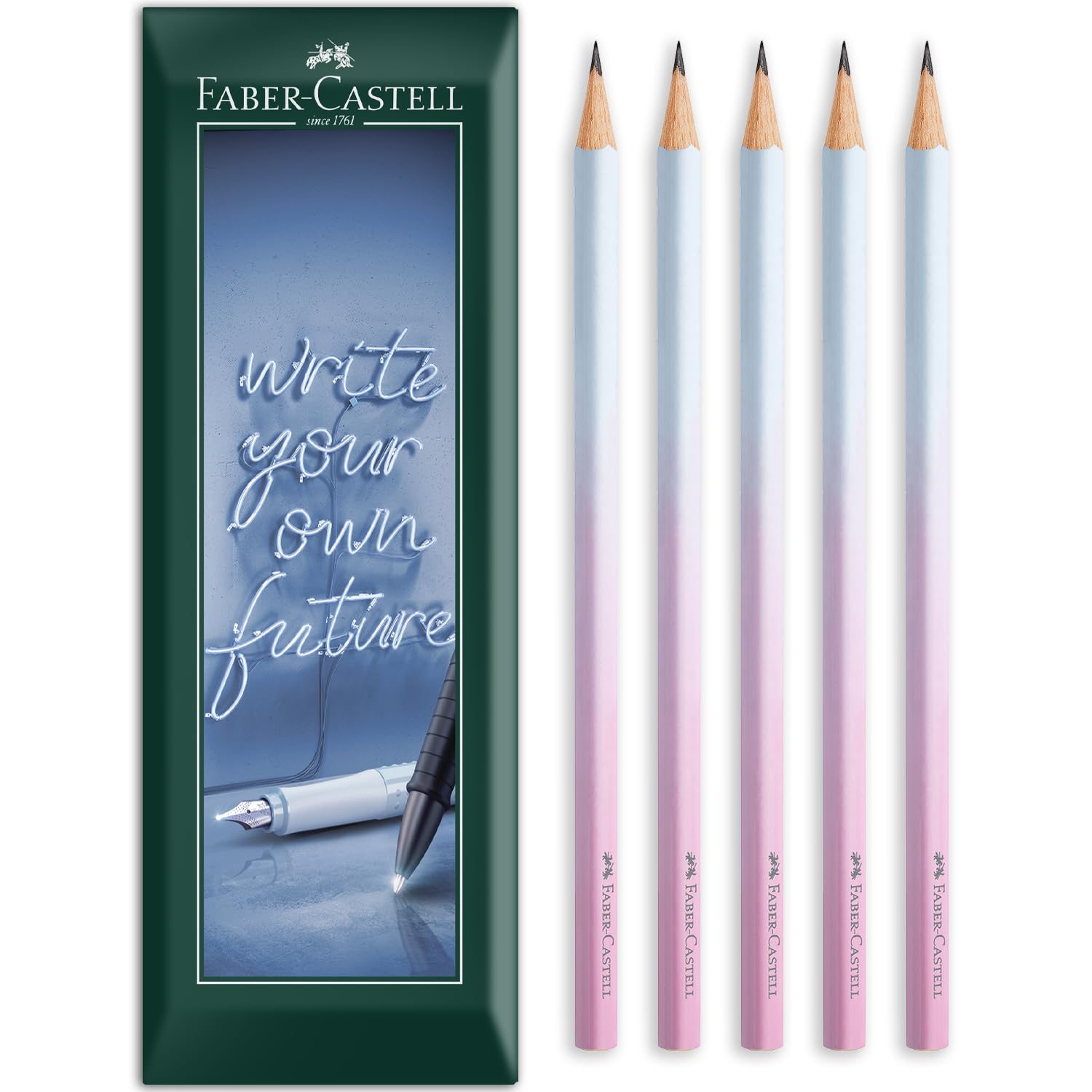 Faber-Castell Graphite Pencil B Flow Edition, Pack of 5, Blushing Sky