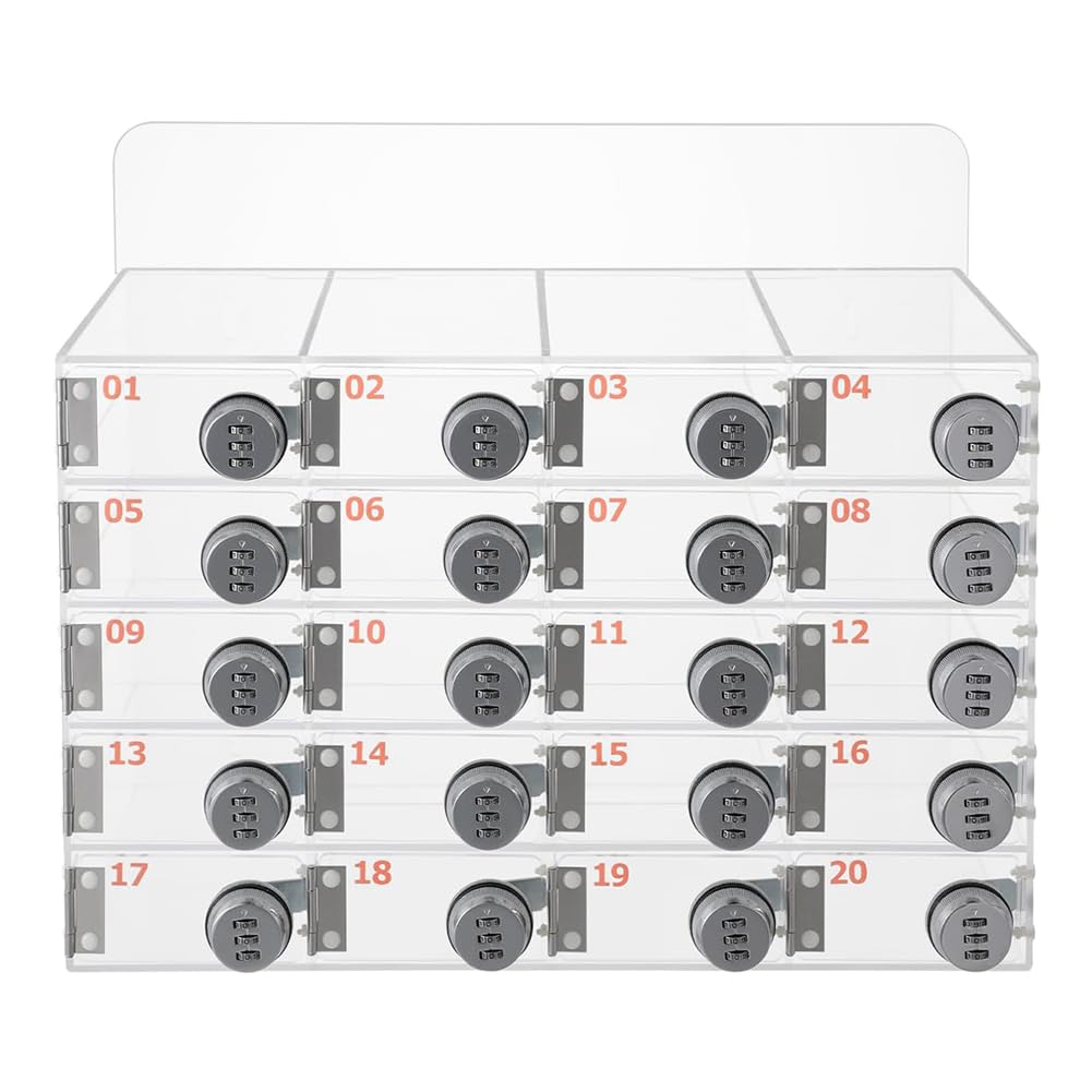 Armoire pour téléphone portable à 20 emplacements en acrylique transparent avec verrous