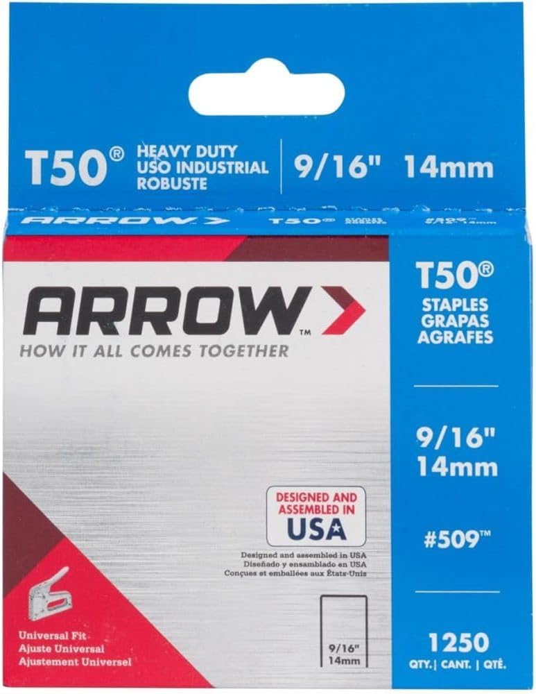 Arrow Fastener 509 Genuine T50 9/16-Inch Staples, 1,250-Pack-1