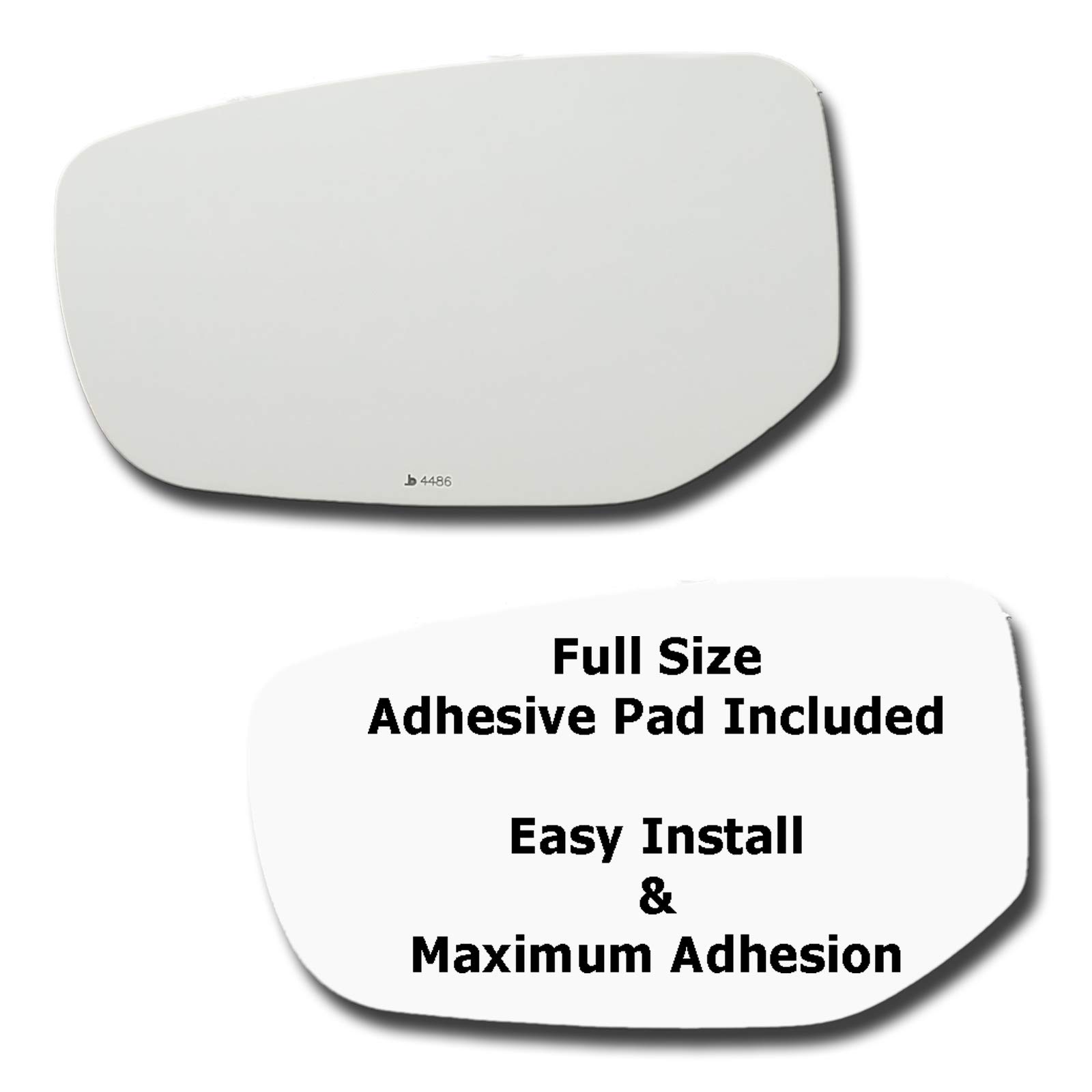 Mirror Glass + Full Size Adhesive Pad for 2013-2016 Dodge Dart Driver Side Replacement (2013 2014 2015 2016 13 14 15 16)