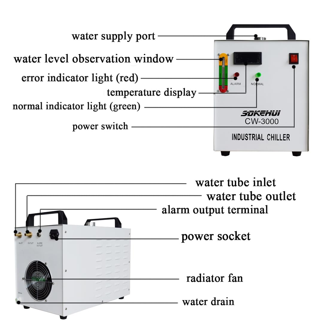 Industrial Water Chiller CW-3000 CO2 Laser Rohrkühler 9 L 220 V 10 L/Min