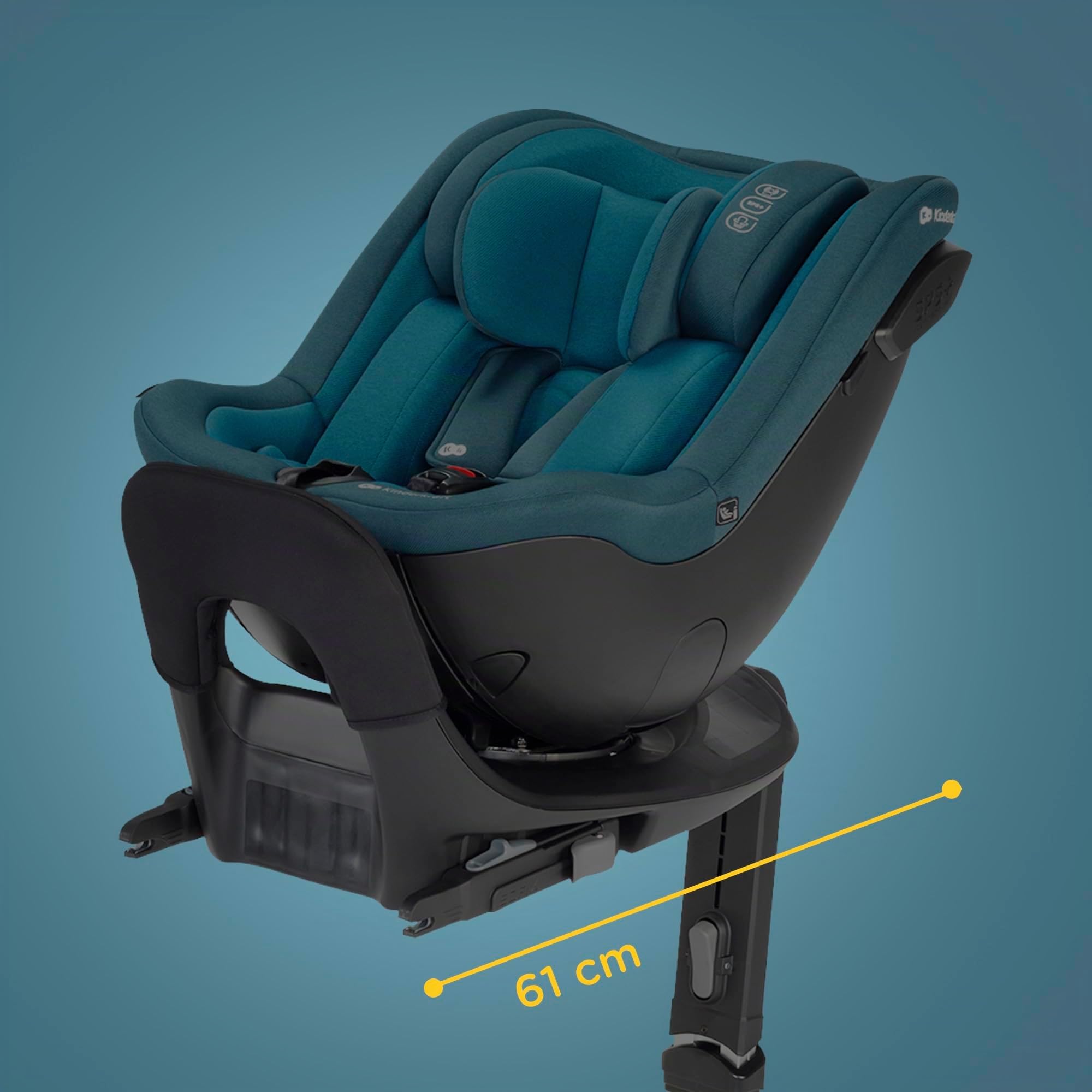 Kinderkraft I-GUARD Seggiolino auto I-SIZE 40-150 cm, Seggiolino 360 girevole, con Isofix Base, Reclinabile Posizione sdraiata, Poggiatesta regolabile, Gruppo 0 1 2, Grigio