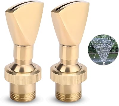 2 Pack 1/2" DN15 Female and 3/4" DN20 Male Brass Fountain Nozzle Fan-shaped Water Fountain Nozzle Sprinkler Spray Head Male & Female Thread for Garden Pond Bring Beautiful Visual Effects