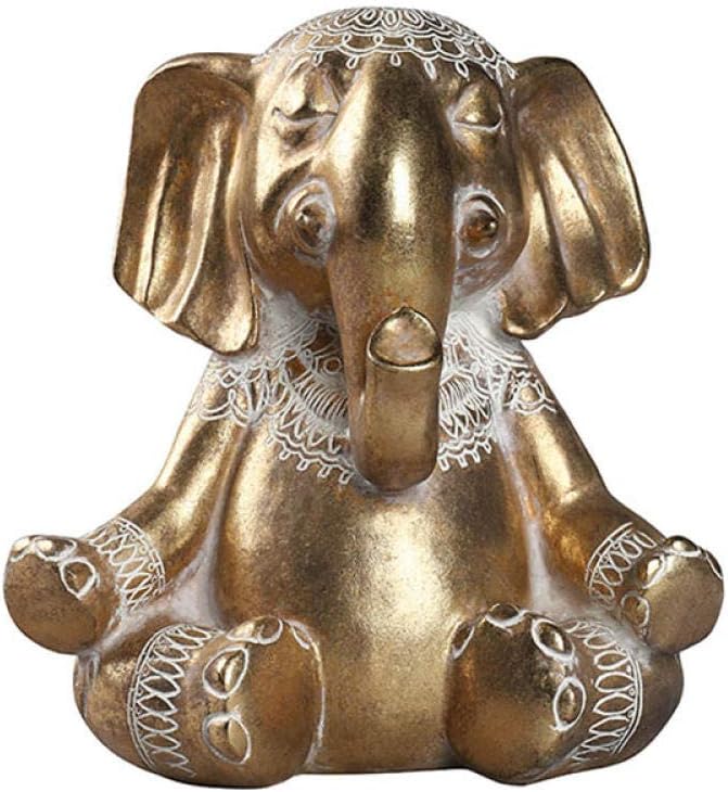 ヨーロッパの黄金のレトロな象の彫刻樹脂工芸品動物工芸品ジュエリー装飾品家庭用家具アクセサリー-S