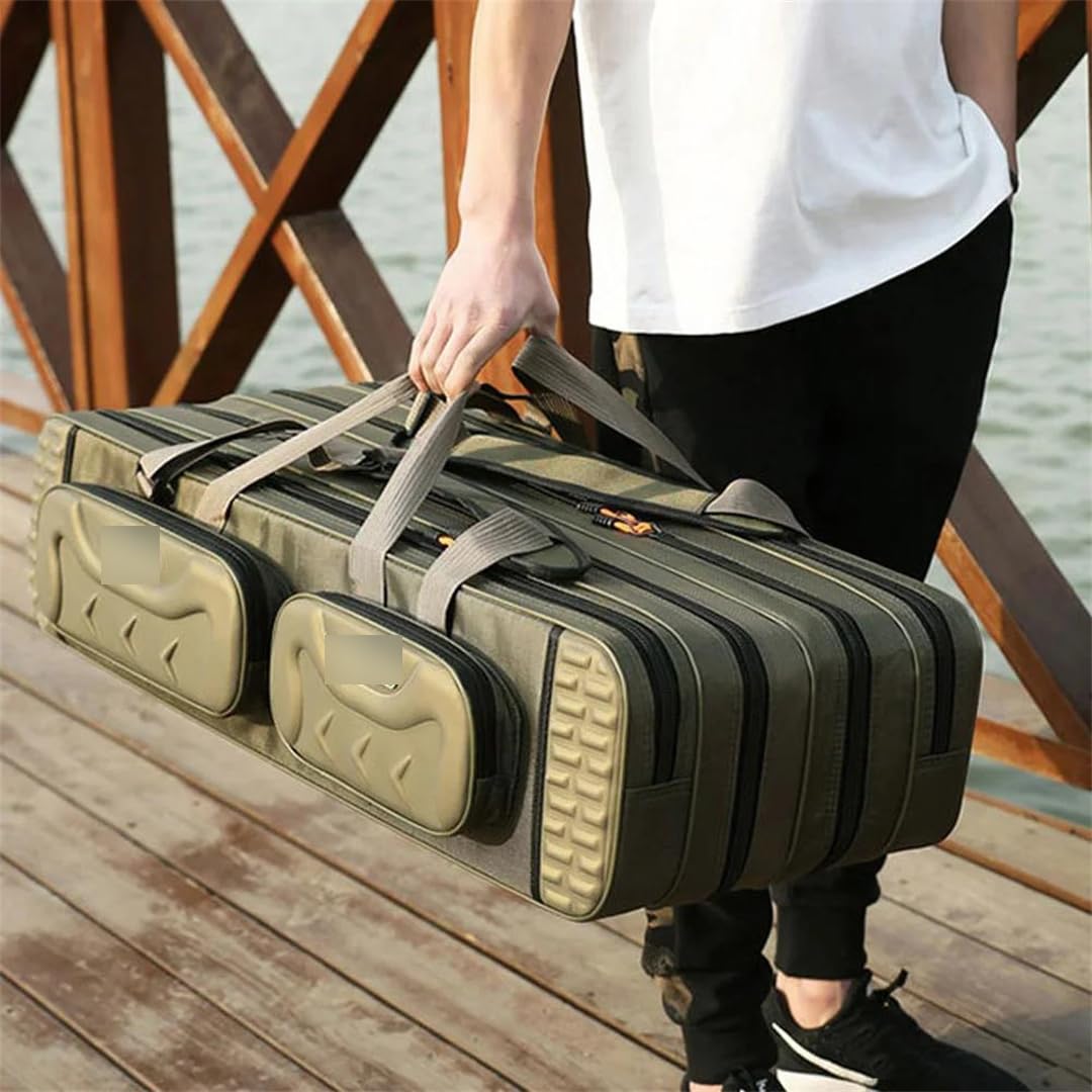 Suwequest Bolsas de caña de pescar de 80 cm, 90 cm, 100 cm, 120 cm, impermeables, 3/4 capas, estuche de almacenamiento para carrete de pesca, mochila de gran capacidad, 2 Capas 100cm