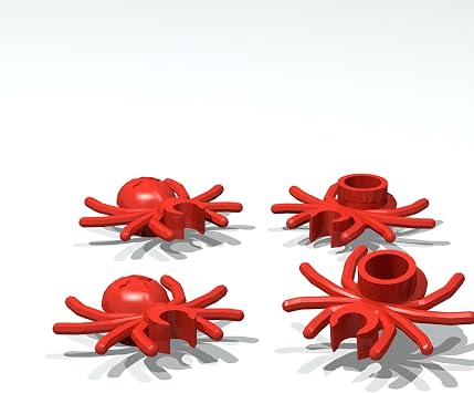 Classic Small Animal Bulk,Spider with Round Abdomen and Clip, 50 Piece, Compatible with Lego Parts and PiecesColorRed