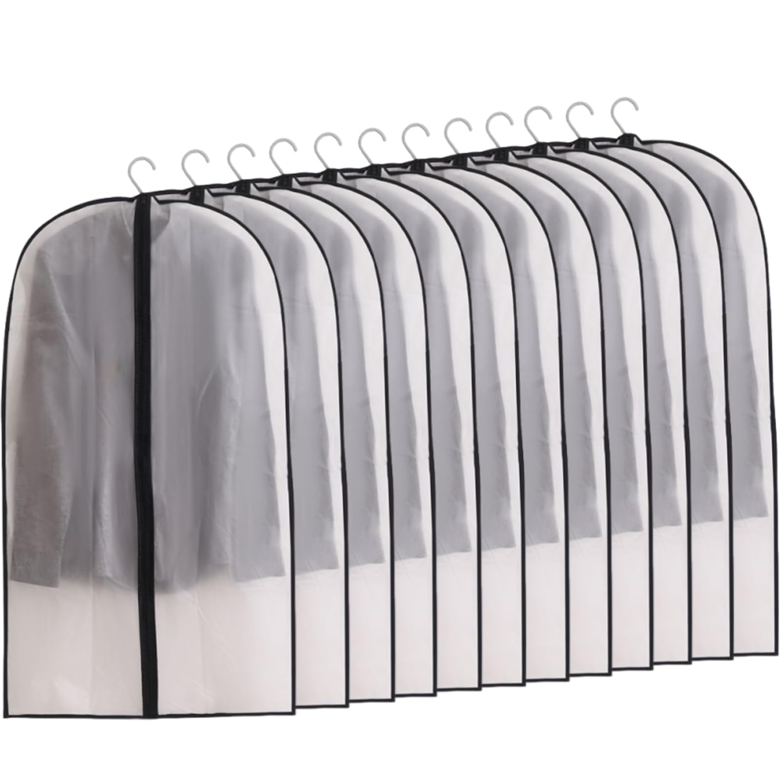 12 Pack Garment Bags | Translucent, Waterproof Suit Covers | Bulk Storage for Suits & Dresses,60x100cm(24x40in) (12)