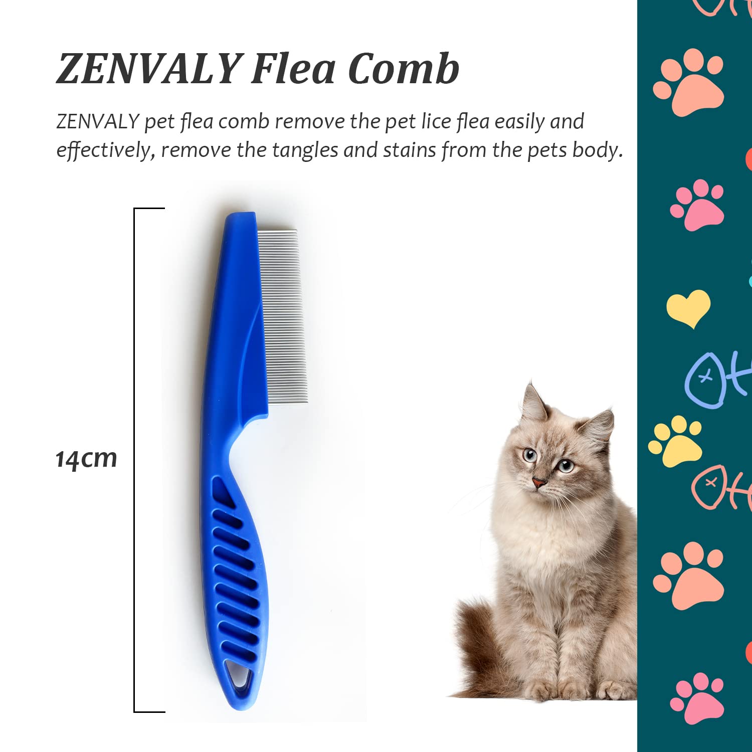 Peigne à Poux pour Chats et Chiens - Outil de Toilettage Anti Puces pour Nettoyer Tangles et Saleté - Bleu