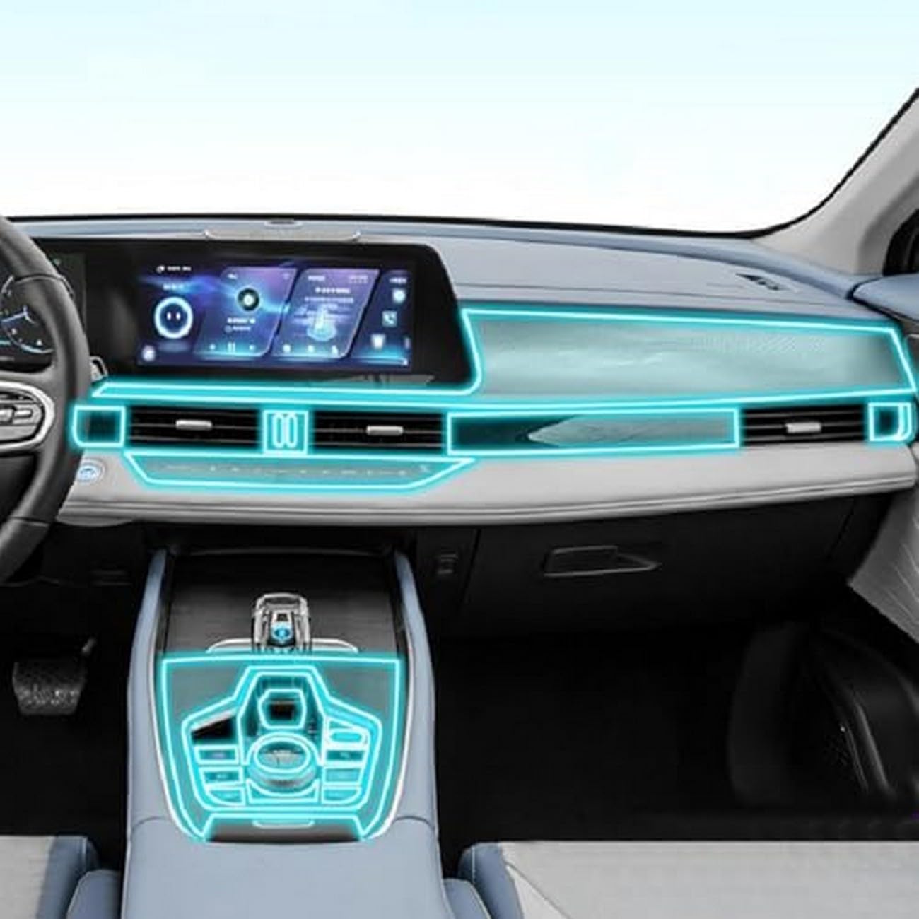 Película de protección para tablero de piano interior de coche con acabado transparente de alta gama