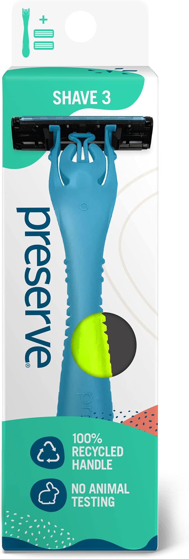 Preserve Shave 3 Razor Blade System - 3 Blade Razors for Women & Men