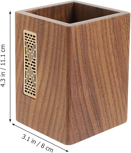 Miniatura 6 de Tofficu Soporte para bolígrafo de escritorio, soporte de madera para brochas de maquillaje, soporte cuadrado de madera para bolígrafo, cubiertos,