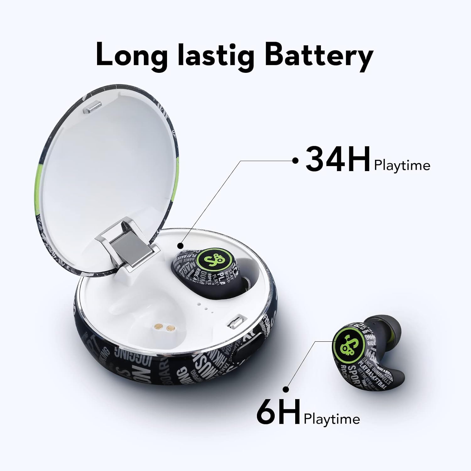 MIFO S Earbuds charging case with battery life indicators