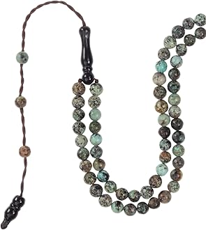 Tasbih Premium Muslim Prayer Beads Made with Natural Stone Beads for Daily Misbaha and Meditation (4mm (99 Beads), African Turquoise, Sky Blue)