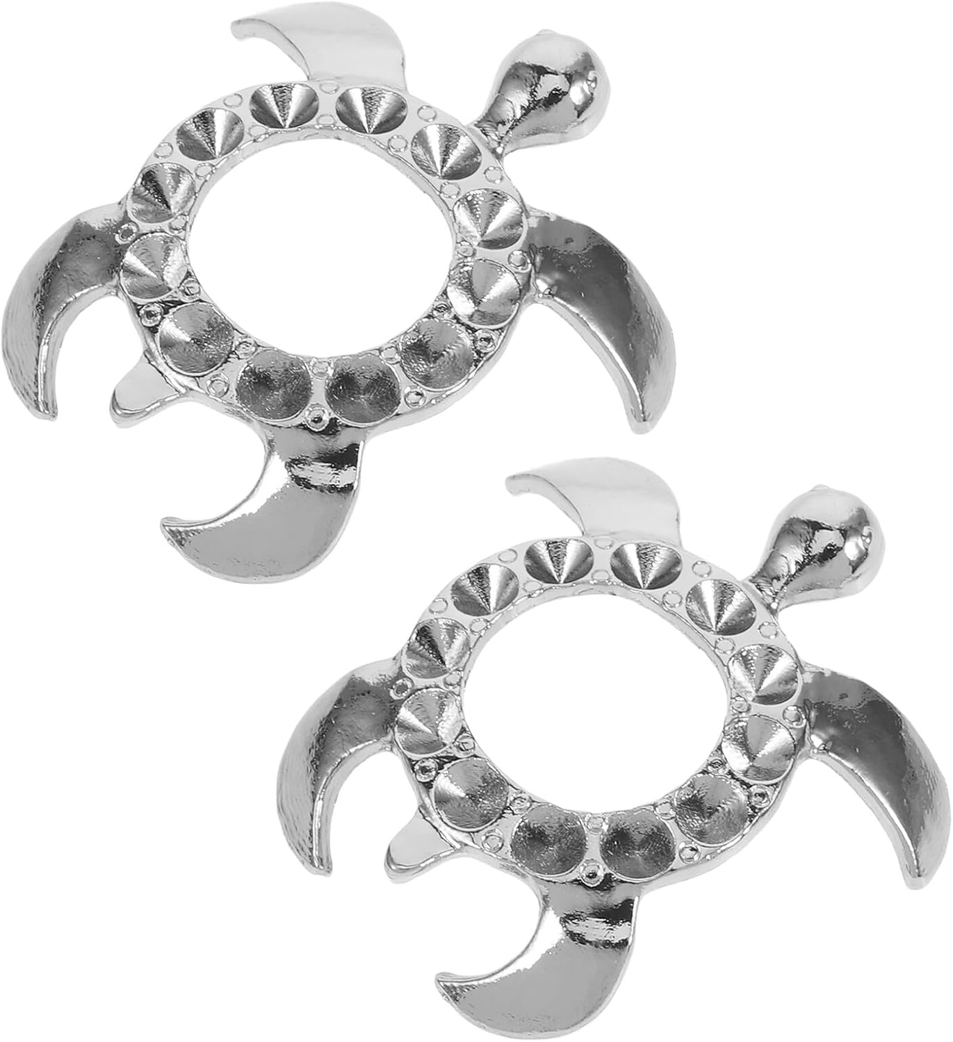 Turtle Shaped Crystal Ball Pedestal Stand 2pcs Silver Metal