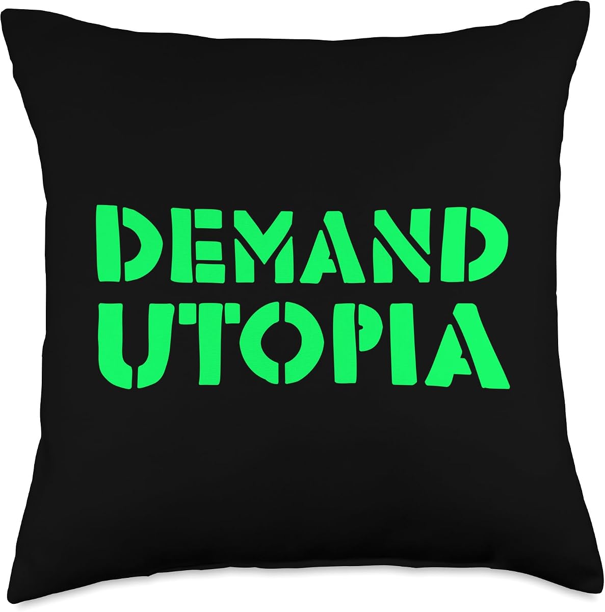 Demand Utopia - Let's Create the World We Want Demand Utopia Progressive Activist Solarpunk Positive Future Throw Pillow, 18x18, Multicolor