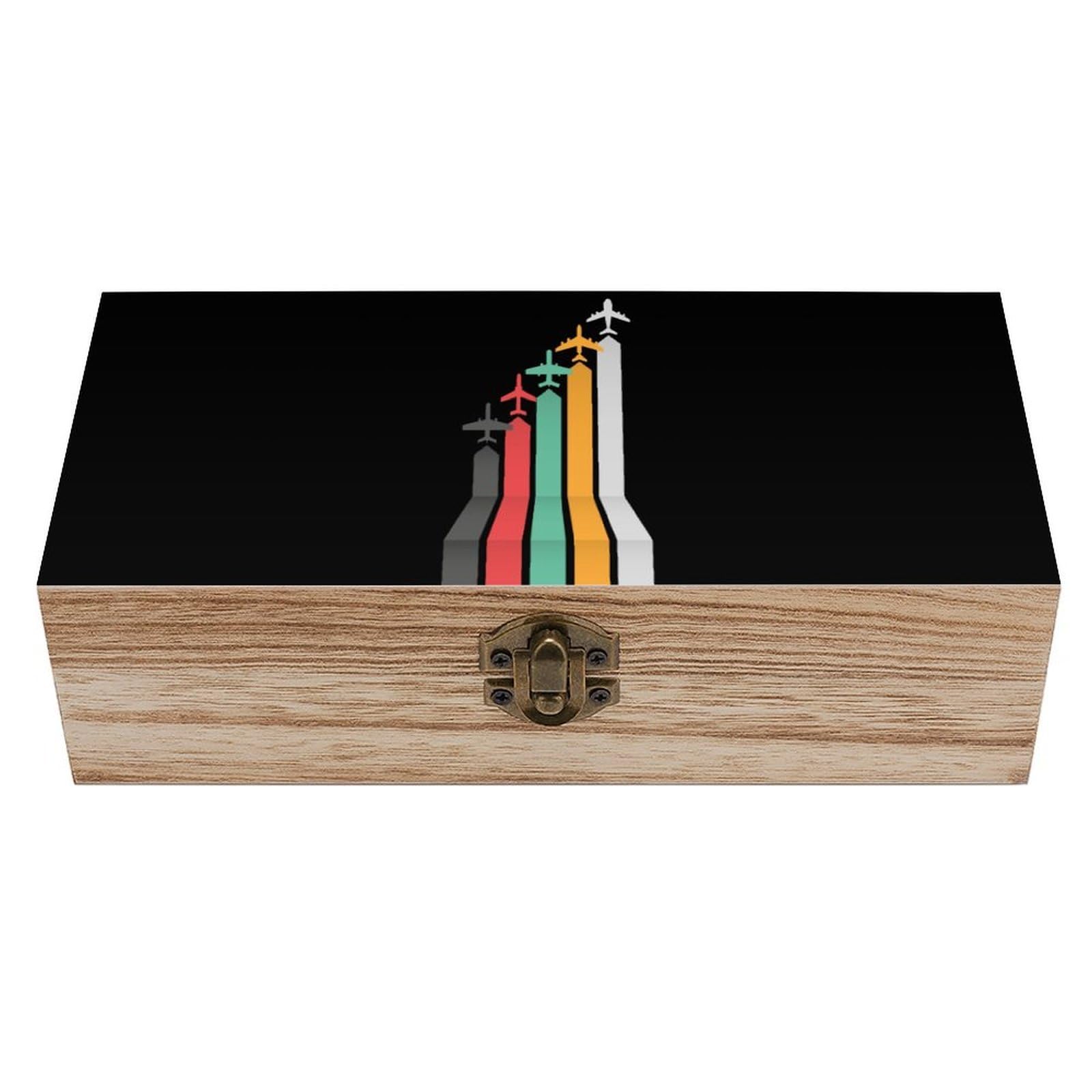 CGSBNGHA Airplane Wooden Storage Boxes with Lid Memory Box Decorative Organiser for Office And Home