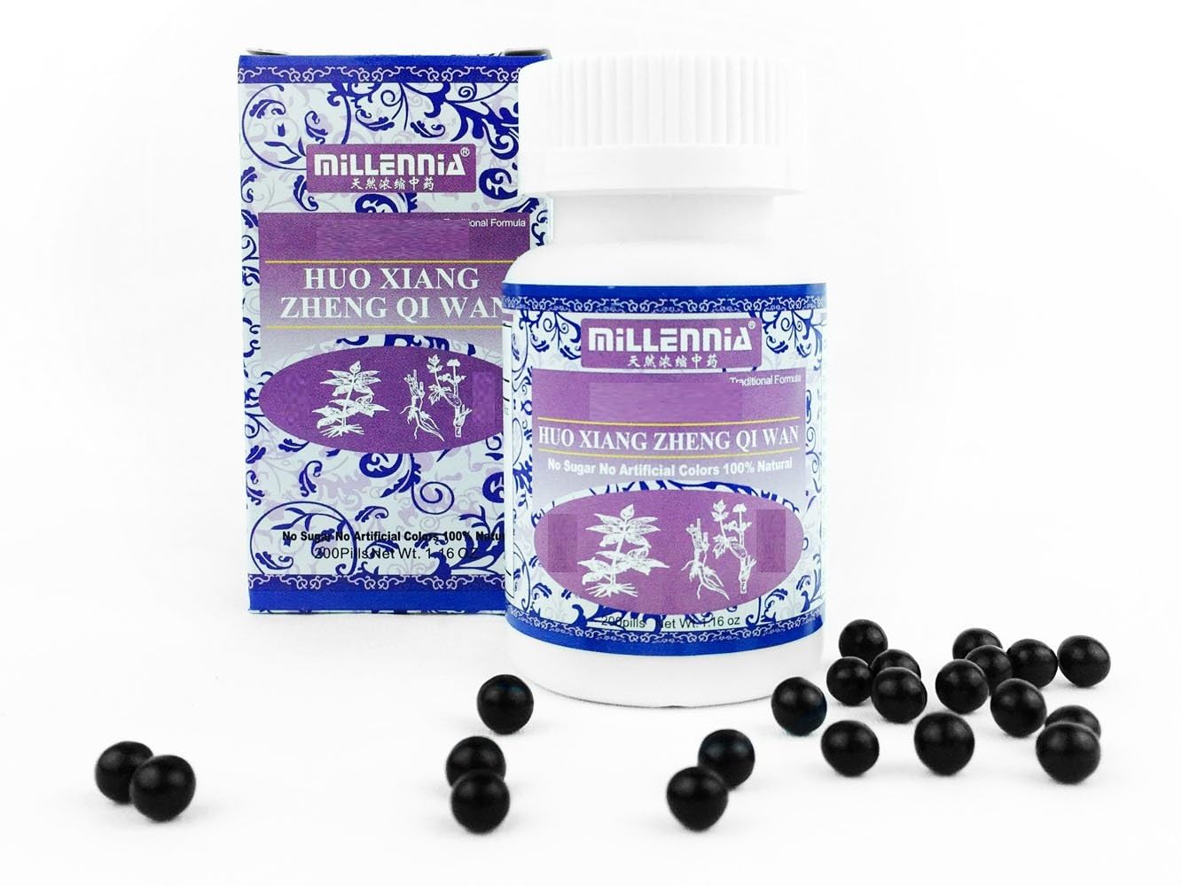 MILLENNIA Huo Xiang Zheng Qi Wan - 12 Bottle Pack (200 Pills/Bottle)