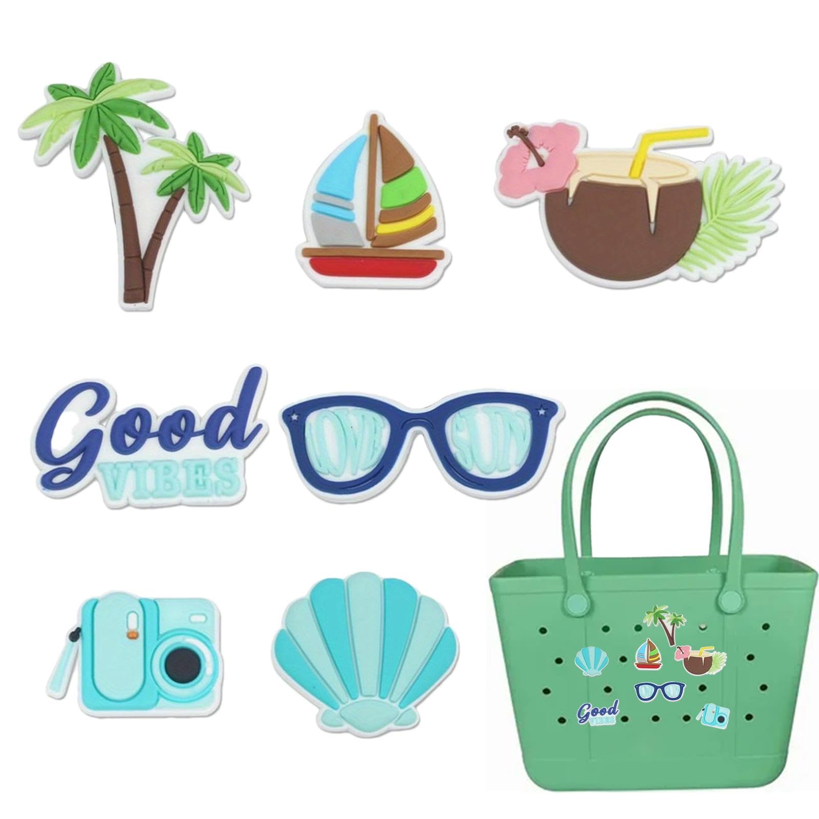 Adorno Para Bolsa Bogg | Accesorios Para Bolsas De Playa De Goma | Totes Inserciones Charm Beach Charm Accesorios | Favores De Fiesta En La Playa | Lindos Accesorios De Decoración De Bolsos De Playa