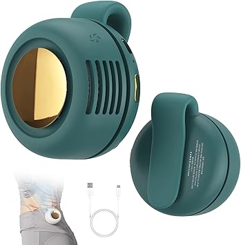360 Rotatable Portable Silent Mini Bladeless Electric Fan, 2026 New 2-in-1 Waist Clip On Bladeless Small Fan, Adjustable 3-Speed Suspended Whirlwind Cooler Fans For Outdoor & Travel & Office Green