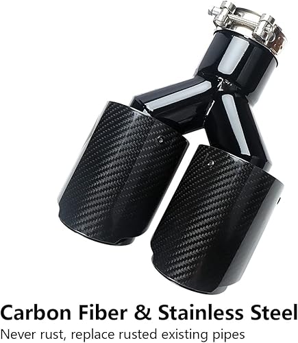 Miniatura 3 de A-KARCK Punta de escape de fibra de carbono de 2.5 pulgadas de entrada a salida doble de 3.5 pulgadas, resistencia a altas temperaturas Punta de