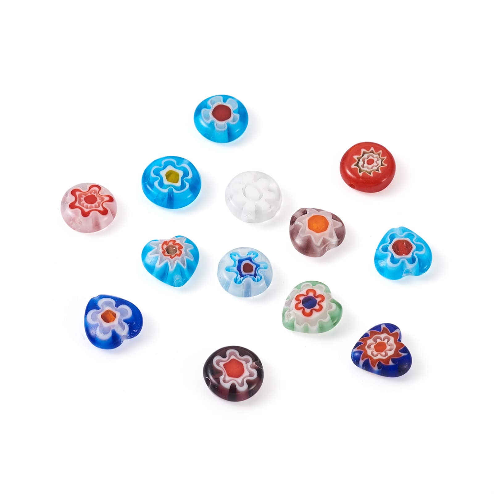 yaoqijie 10 strengen 8mm ronde bloem patroon handgemaakte lampwork kralen MilleFiori glas losse kraal for armband ketting Diy Juwelen maken lasting (Color : 10 Strands Mixed, Item Diameter : 8mm